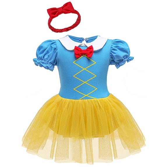 QEFJNO 3-18M Baby Girl Princess Dress Up Clothes Romper Dress + Headband Set Halloween Christmas Birthday Party