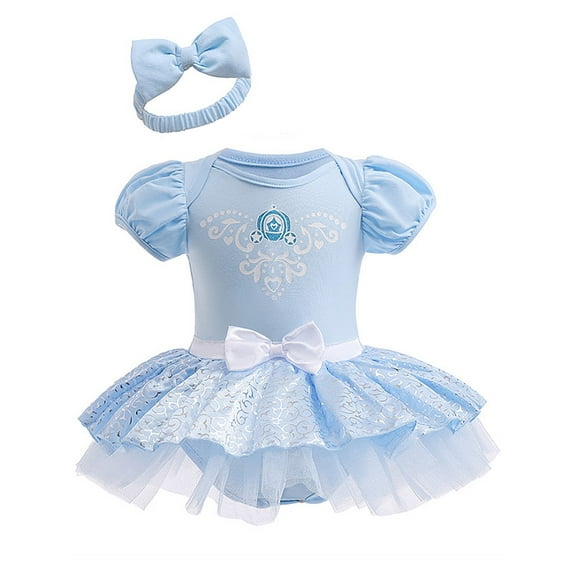 QEFJNO 3-18M Infant Baby Girls Princess Onesie Tutu Dress with Headband Halloween Christmas Party Dress Up Clothes