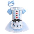 thumbnail image 1 of QEFJNO 3-18M Newborn Baby Girls Princess Onesie Tutu Dress with Headband Halloween Christmas Party Dress Up Clothes, 1 of 5