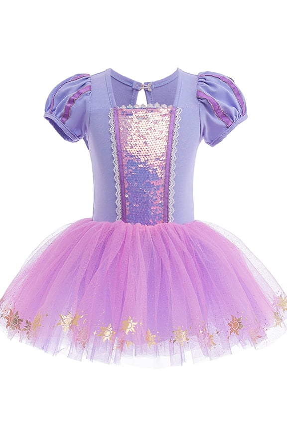 3-8Y Little Girls Sequins Princess Leotards Ballet Dance Dress Kids Ballerina Tutu Dresses
