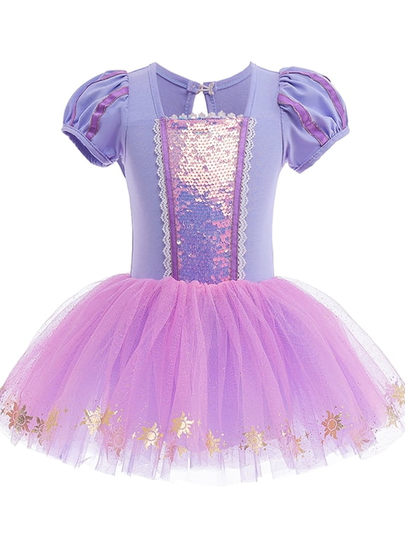 3-8Y Toddler Girls Sequins Princess Leotards Ballet Dance Dress Kids Ballerina Tutu Dresses