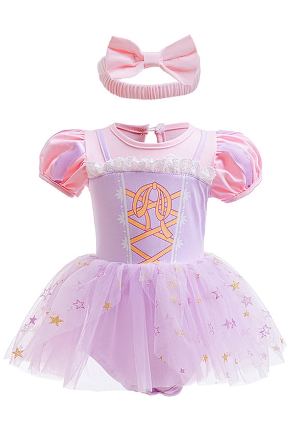 6-24M Baby Girl Princess Dress Up Clothes Romper Dress + Headband Set Halloween Christmas Birthday Party Tulle Dresses