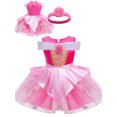 thumbnail image 1 of QEFJNO Baby Girls Princess Dress Up Clothes Off-shoulder Birthday Romper Tutu Dress with Headband Halloween Christmas Party Outfits, 1 of 11