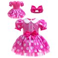 thumbnail image 1 of QEFJNO Baby Girls Princess Dress Up Clothes Polka Dot Birthday Romper Tutu Dress with Headband Halloween Christmas Party Outfits, 1 of 10