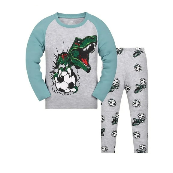 QEFJNO 2-9Y Toddler and Little Boys' Cotton Long Sleeve Top and Pants,2 Piece Pajama Set - Dinosaur