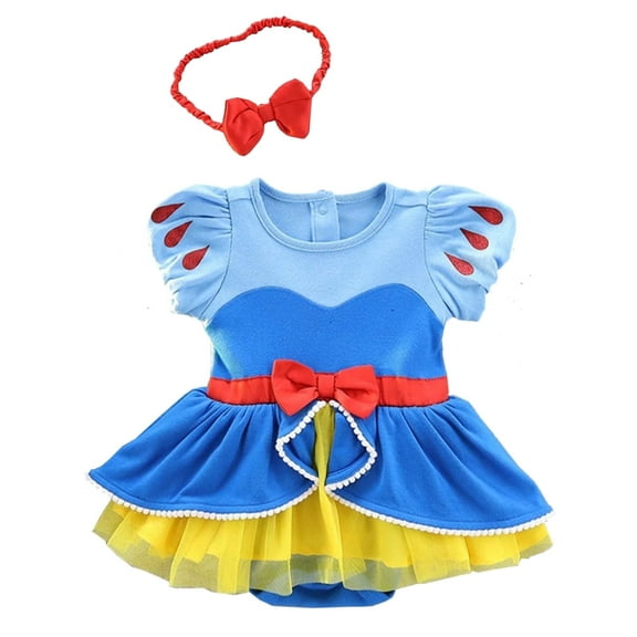 QEFJNO Infant Baby Girls Princess Romper Dress with Headband Halloween Birthday Christmas Party Dresses