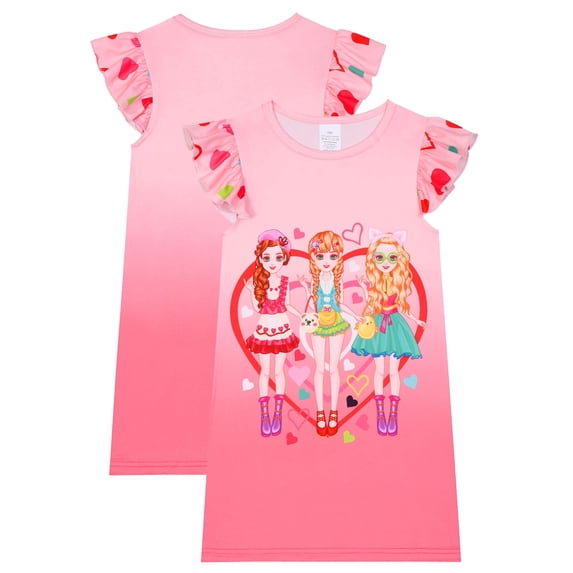 QEFJNO Kids Girls Nightgown Casual Dress Sleepwear 3-12 Years Pajamas Nightgowns for Little / Big Girls Nightshirt Nightie