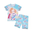 thumbnail image 1 of QEFJNO Kids Girls Pajamas Set 2 PCS Short Sleeve Top and Shorts Pants for Toddler Girls Mermaid Pjs Size 3-8Y, 1 of 9
