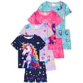 thumbnail image 1 of QEFJNO Kids Girls Pajamas Set 2 PCS Short Sleeve Top and Shorts Pants for Toddler Girls Unicorn Pjs Size 3-12Y, 1 of 14