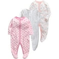 thumbnail image 1 of QEFJNO Newborn Baby Girls' 3-pack Sleep and Play Footies Pajamas One-Piece Sleeper Button Jumpsuit Cotton Polka Dots PJs, 1 of 12