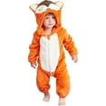 thumbnail image 1 of QEFJNO Newborn Infant Animals Fox Romper Baby Winter Flannel Playsuit Toddler Hoodie Romper Jumpsuit with Zipper, 1 of 8