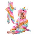 thumbnail image 1 of QEFJNO Newborn Infant Girls Cartoons Unicorn Romper Baby Winter Flannel Playsuit Toddler Hoodie Romper Jumpsuit with Zipper, 1 of 9