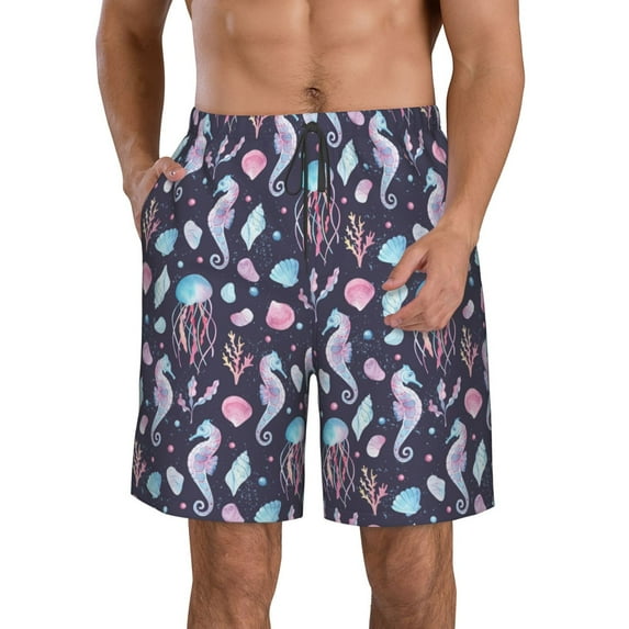 QEKEE dwsignname Mens Casual Shorts - Drawstring Summer Beach Stretch Sports Shorts