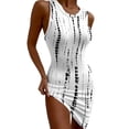 thumbnail image 1 of QELUSQELUS Women Bodycon Sleeveless Irregular Ribbed Slim Gradient Club Tank Dress, 1 of 4