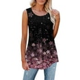 thumbnail image 1 of QELUSQELUS Women Camisole Sleeveless Round Neck Pleated Floral Weekend Tank Top, 1 of 5