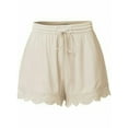 thumbnail image 1 of QELUSQELUS Women Plus Elastic Waist Drawstring Lace Wide Leg Solid Summer Beach Short, 1 of 2