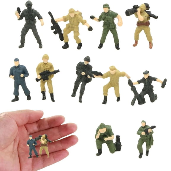 QENASHAING 1/87 Scale Soldier Figurines, 11-Piece Military Personnel Set for Dioramas, Enhance Model Railroad and Miniature Scenes