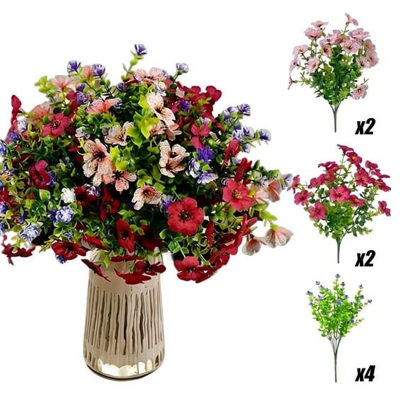 QENASHAING 13.78 inch Fake Flower Bouquets, Lifelike Petals and Leaves for Long-Lasting Color, Enhance Living Room or Garden Spaces