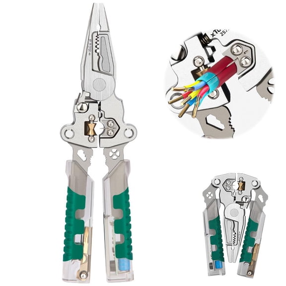 QENASHAING Foldable Wire Stripper Tool with Screwdrivers and Hex Wrench, All-in-One Compact Design for Easy Storage, Ideal for Mobile Repair and Home Maintenance Kits