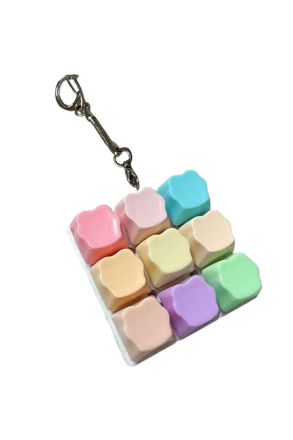 Keychain Fidget Sensory Toy, 2.36 Inch Cute Keycap Design, Smooth Pressing for Stress Relief and Focus, Attach to Purse or Backpack for Anytime Fun