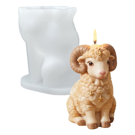 QENASHAING White Silicone Craft Mold, 2.76 in Tall Lamb Shape, Flexible for Demolding Intricate Details, Ideal for Creating Personalized Candles and Plaster Ornaments