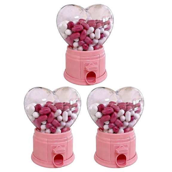 QENASHAING Pink Heart Candy Dispenser, 6 x 3.5 in, No Coins Needed Push-Button Fun, Ideal for Classroom Exchanges and Birthday Party Favors