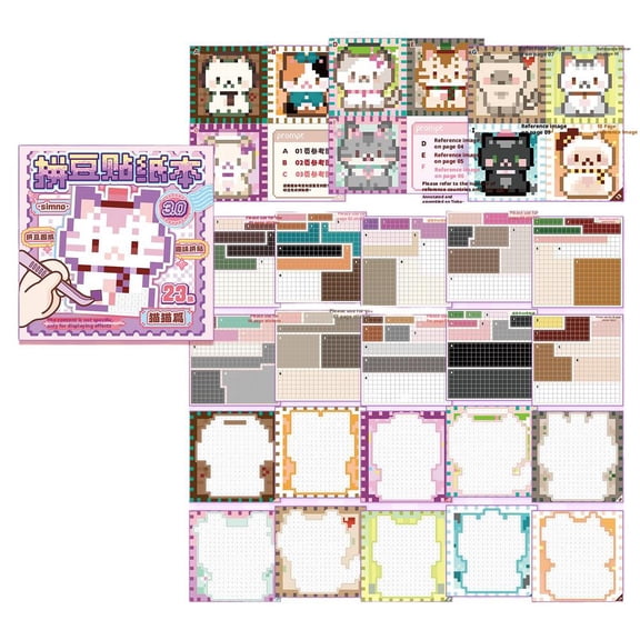 QENASHAING Pixel Art Sticker Book, 4.7x4.7 in Pages, Develops Creativity & Fine Motor Skills, Perfect for Kids' Travel & Quiet Time Activities