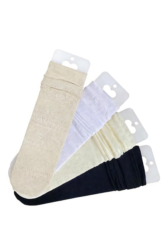 Sheer Lace Pattern Ankle Socks, 4 Pairs, Acrylic Blend for Soft Comfort, Keeps Feet Cool and Fresh, Ideal for Daily Errands and Outings