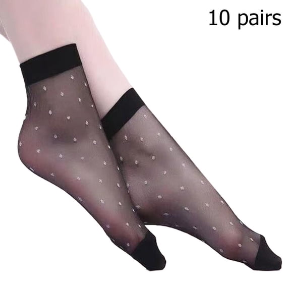 QENASHAING Sheer Polka Dot Ankle Socks, 10-Pair Pack, Breathable Thin Design for All-Day Comfort, Perfect for Work, Casual Wear, and Everyday Outfits