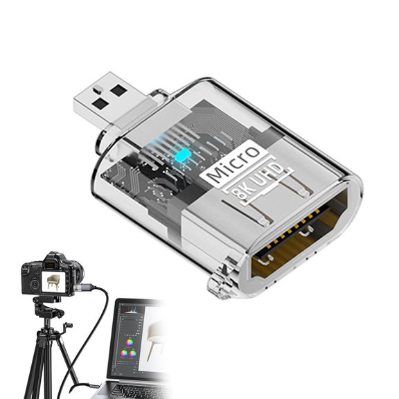 QENASHAING Transparent HDMI 2.1 Cable Adapter, 48Gbps Bandwidth for Dolby Atmos Audio, Connect Cameras to Monitors or Projectors