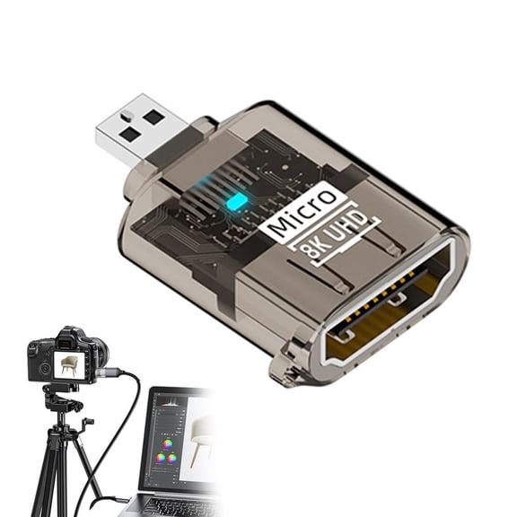 QENASHAING Transparent HDMI 2.1 Cable Adapter, 48Gbps Bandwidth for Dolby Atmos Audio, Connect Cameras to Monitors or Projectors