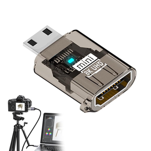 QENASHAING Transparent HDMI 2.1 Cable Adapter, 48Gbps Bandwidth for Dolby Atmos Audio, Connect Cameras to Monitors or Projectors