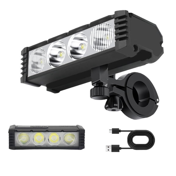 QENASHAING USB-C Rechargeable Bike Light, 4 Modes Including Flood and Flash, Compact 3.93 x 1.57 x 1.18 Inch Aluminum Alloy Body, Perfect for Road Safety and Emergency Handheld Use