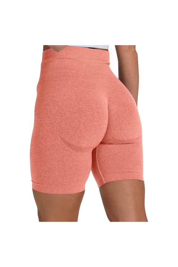 QENGING Clothes Ladies Yoga Shorts Fitness Pants Gym Shorts Tight-fitting Stretch Hip-Up Pants Summer Rollback Orange M