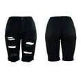 thumbnail image 1 of QENGING Clothes Workout Shorts for Women Elastic Destroyed Hole Leggings Short Pants Denim Shorts Ripped Jeans Summer Rollback Black L, 1 of 2