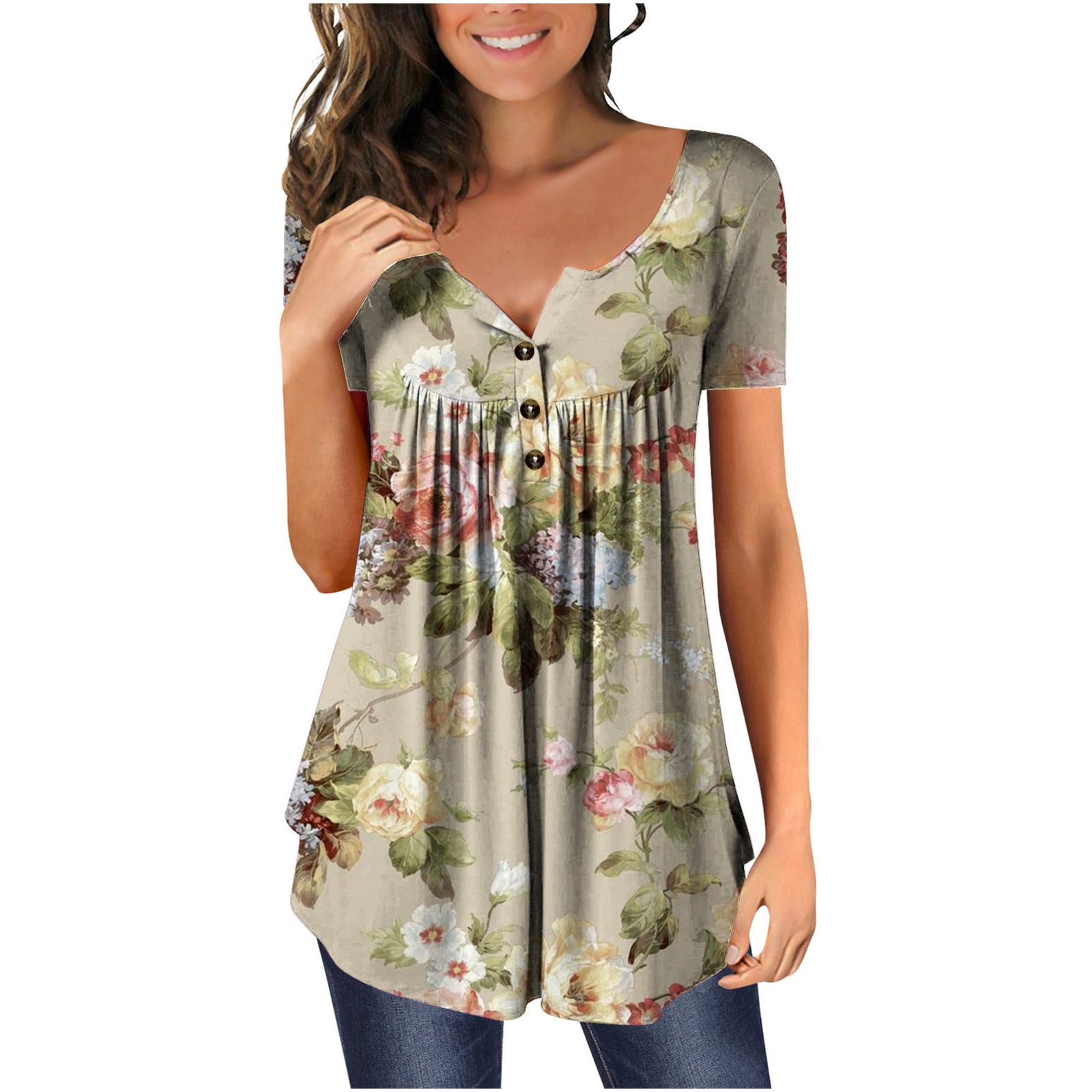 Women Plus Casual Size Floral Print Long-sleeve Tee