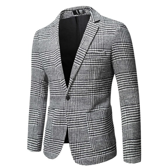 QENGING Men's Suit Jacket Autumn and Winter Fashion Personality Solid Color Casual Suit Blazer Jacket for Home Party Outdoor
