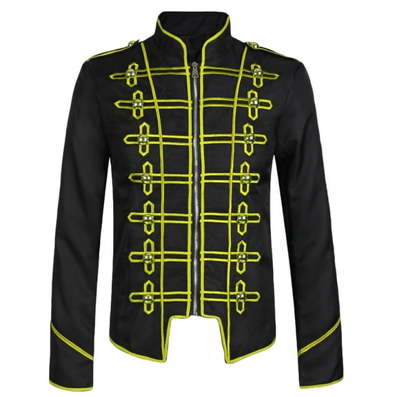 QENGING Men's Suit Jacket Casual Solid Hallow Long Sleeve Stand Collar Steampunk Gothic Blazer Jacket for Home Party Outdoor