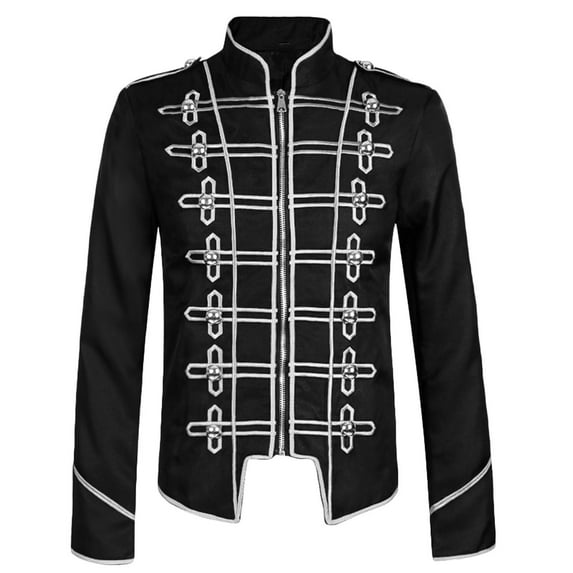 QENGING Men's Suit Jacket Casual Solid Hallow Long Sleeve Stand Collar Steampunk Gothic Blazer Jacket Deals of The Day