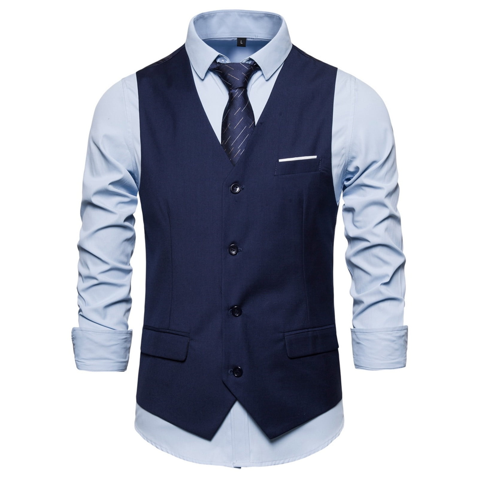 QENGING Men's Suit Jacket Formal Bussiness Tuxedo Suit Waistcoat Vest  Blazer Jacket Top Coat Deals of The Day