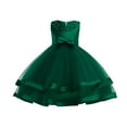 thumbnail image 1 of QENGING Spring Dresses for Women Girls Solid Color Pearl Net Yarn Bowknot Birthday Party Flowers Gown Kids Dresses Green 2023 Casual, 1 of 1