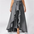 thumbnail image 1 of QENGING Summer Skirts for Women Casual Hakama Irregular Leaf Bow High Waist Long Culottes Deals, 1 of 9