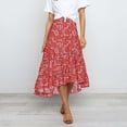 thumbnail image 1 of QENGING Summer Skirts for Women Flare Chiffon Casual High Waist Print Ruffles A-Line Pleated Swing Long SKirt, 1 of 9