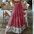 thumbnail image 1 of QENGING Summer Skirts for Women Flare Comfortable Daily High Waist Print Retro Long Skirt Deals, 1 of 7
