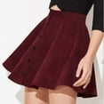 thumbnail image 1 of QENGING Summer Skirts for Women Flare Solid Color Corduroy Autumn and Winter Skirt Flare Sweet Single Button High Waist Umbrella Skirt, 1 of 5