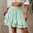 thumbnail image 1 of QENGING Summer Skirts for Women Flare Solid Color Dress High Waist Ruffles Irregular Wrinkles Design Skirt Casual, 1 of 9