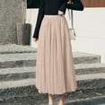 thumbnail image 1 of QENGING Summer Skirts for Women Flare Solid Skirt Strap Ladies Floral Skirts Mesh High Waist Skirt Pleated Skirt Casual, 1 of 4