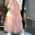 thumbnail image 1 of QENGING Summer Skirts for Women Spring Elastic High Waist Long Mesh Skirt Gauze Skirt Clothes, 1 of 5
