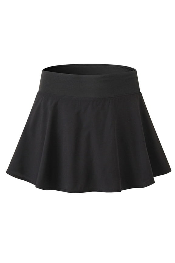 QENGING Tennis Skirts Loose Fake Two-piece Anti-peeping Quick-drying Running Fitness Skirt Summer Black 2XL