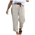 thumbnail image 1 of QENGING Women's Pants Summer Casual solid color pocket Loose Pants Lightning Deals, 1 of 4